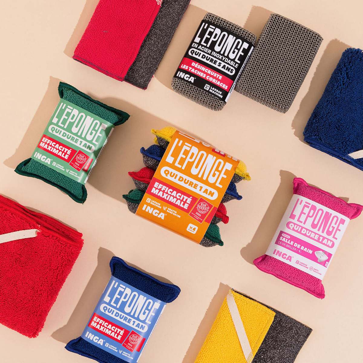 &Eacute;ponges lavables INGA