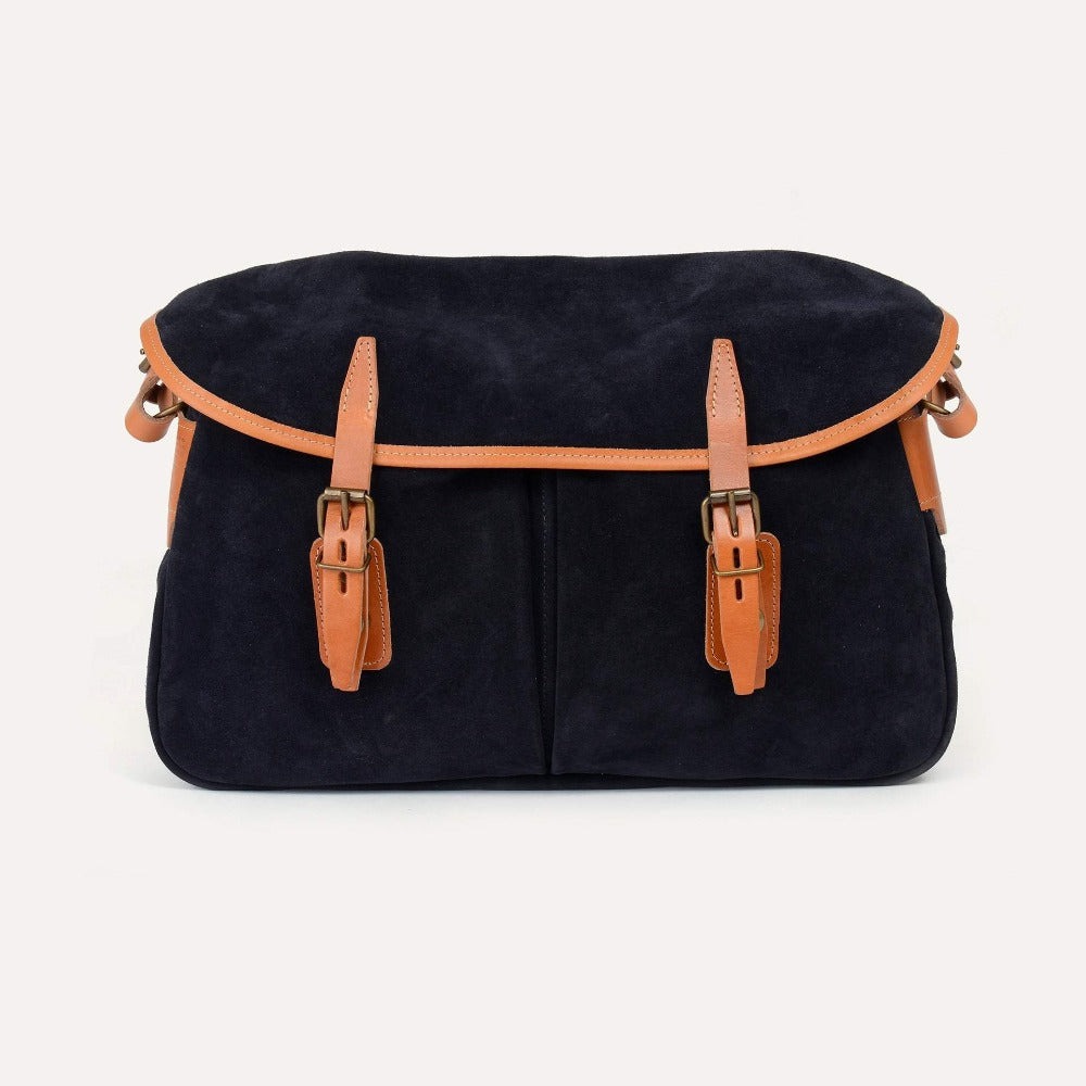 Sac Musette Cuir Velours Marine - Bleu de Chauffe